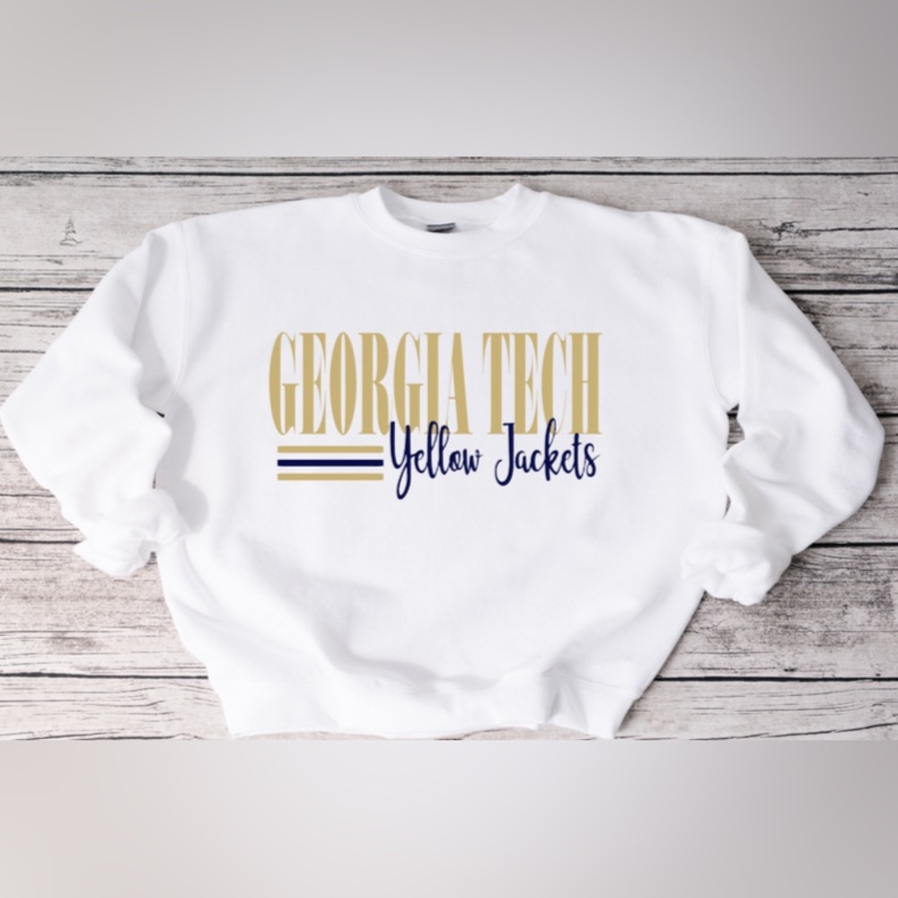 Georgia Tech Striped Crewneck